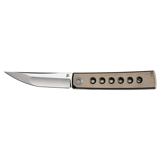 North Mountain Blade Kaiken Bronze Holes - 3.5" M390 Tanto Blade, Titanium Handle