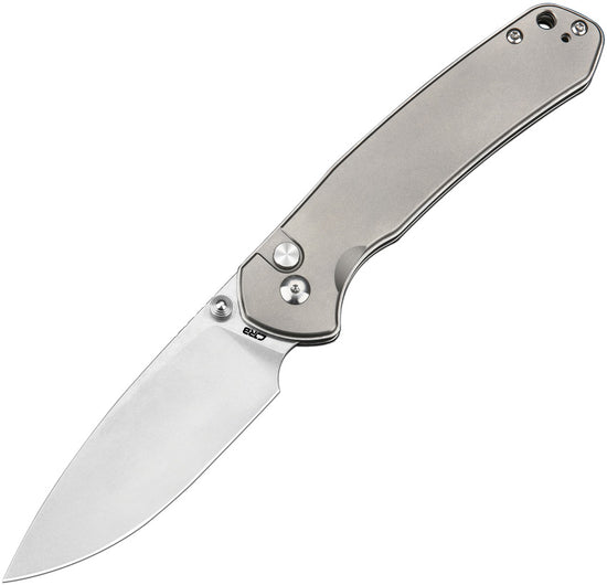 CJRB Large Pyrite Titanium - 3.7" AR-RPM9 Stonewash Drop Point Blade, Titanium Handles - J1925LTI