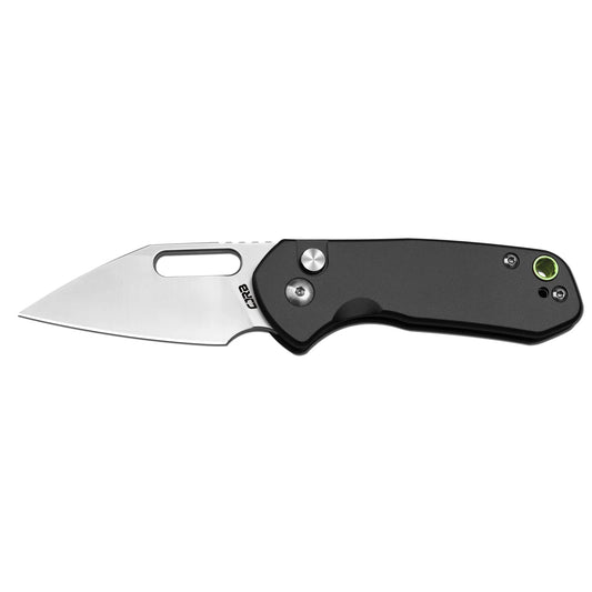CJRB Mini Pyrite Wharncliffe - 2.17" AR-RPM9 Sandblasted Wharncliffe Blade, Black Aluminium Handles - J1933BK