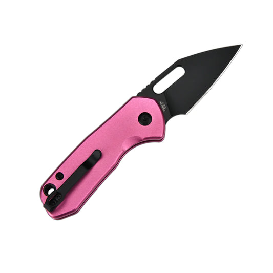 CJRB Mini Pyrite Wharncliffe Black - 2.17" AR-RPM9 Black PVD Wharncliffe Blade, Pink Aluminium Handles - J1933BPK