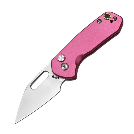 CJRB Mini Pyrite Wharncliffe - 2.17" AR-RPM9 Sandblasted Wharncliffe Blade, Pink Aluminium Handles - J1933PK