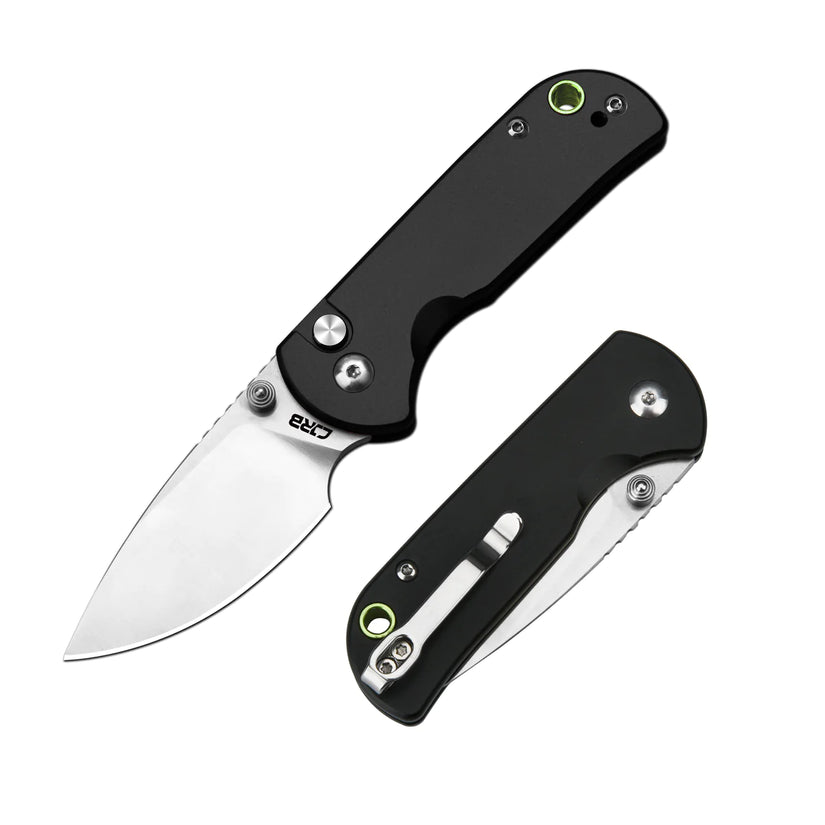 CJRB Mica - 2.36" AR-RPM9 Sandblasted Drop Point Blade, Black Aluminium Handles - J1934BK