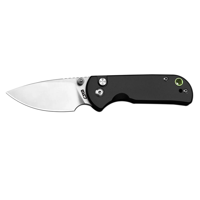 CJRB Mica - 2.36" AR-RPM9 Sandblasted Drop Point Blade, Black Aluminium Handles - J1934BK