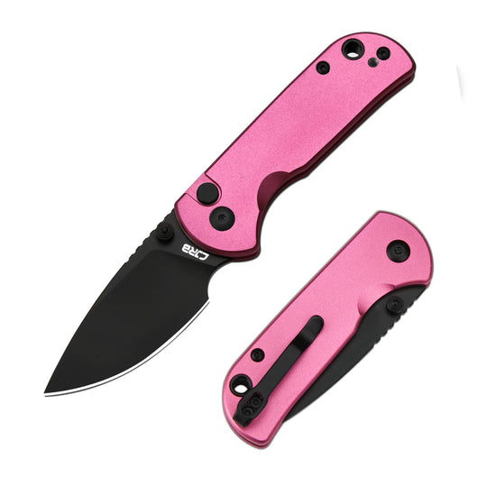 CJRB Mica - 2.36" AR-RPM9 Black PVD Drop Point Blade, Pink Aluminium Handles - J1934BPK