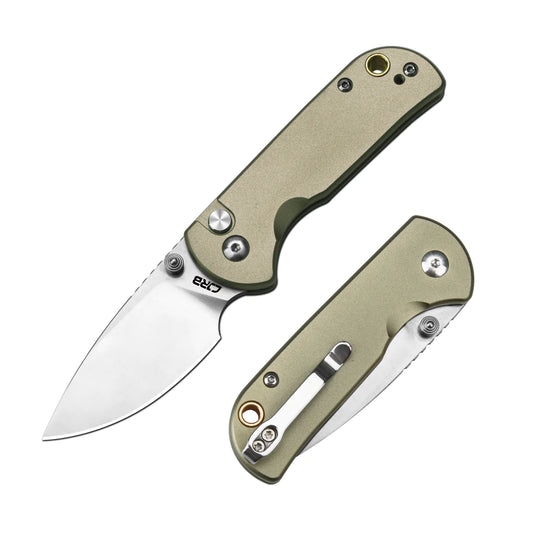 CJRB Mica - 2.36" AR-RPM9 Sandblasted Drop Point Blade, Green Aluminium Handles - J1934GN