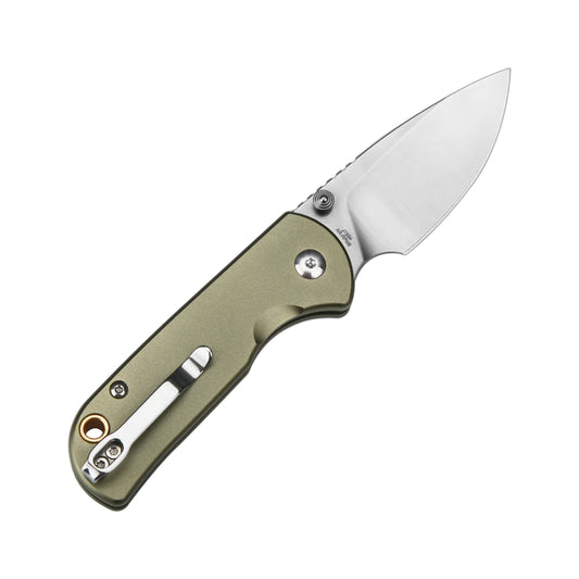CJRB Mica - 2.36" AR-RPM9 Sandblasted Drop Point Blade, Green Aluminium Handles - J1934GN