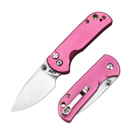 CJRB Mica - 2.36" AR-RPM9 Sandblasted Drop Point Blade, Pink Aluminium Handles - J1934PK