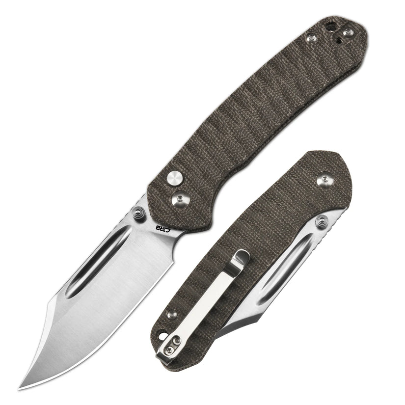 CJRB Pyrite Bowie - 3.15" AR-SFII Sand Polished Blade, OD Green Micarta Handles - J1942-ODG