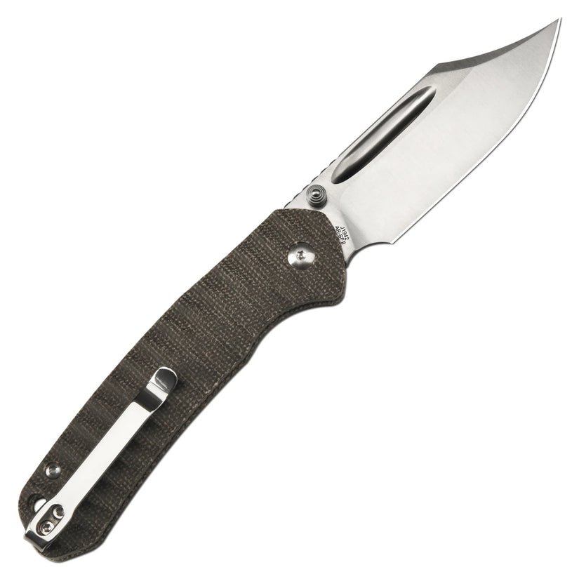 CJRB Pyrite Bowie - 3.15" AR-SFII Sand Polished Blade, OD Green Micarta Handles - J1942-ODG