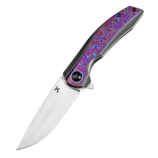 Kansept Accipiter - 3.5" CPM-S35VN Satin Blade, Black Anodised Titanium/Timascus Handle - K1007E3