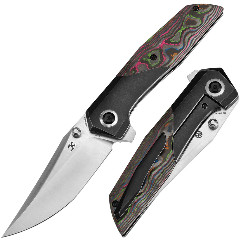 Kansept Deadite - 3.52" S35VN Satin Blade, Blackwash Titanium with 80's Carbon Fibre Handle. K1081A3