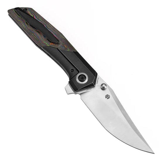 Kansept Deadite - 3.52" S35VN Satin Blade, Blackwash Titanium with 80's Carbon Fibre Handle. K1081A3