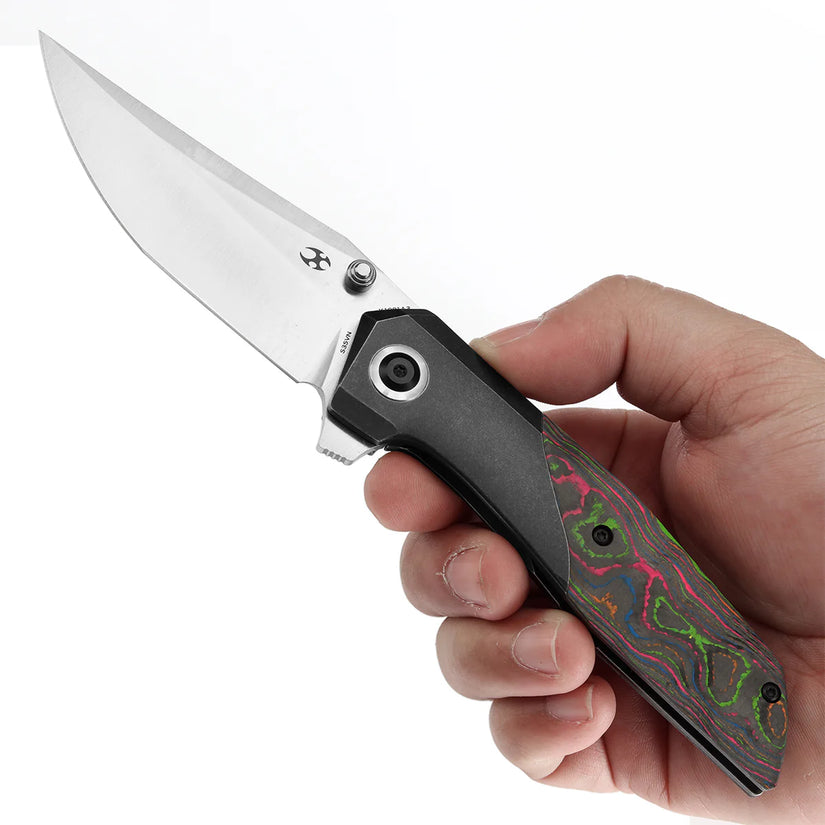 Kansept Deadite - 3.52" S35VN Satin Blade, Blackwash Titanium with 80's Carbon Fibre Handle. K1081A3