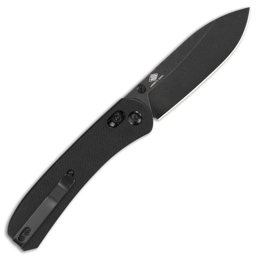 Knafs Lander 2 - 3.25" S35VN Black Stonewashed Blade, Black G-10 Handles, Clutch Lock