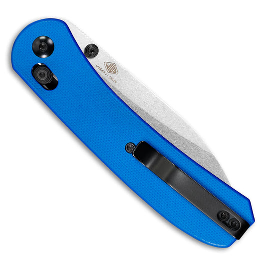 Knafs Lander 2 - 3.25" S35VN Stonewashed Blade, Blue G-10 Handles, Clutch Lock