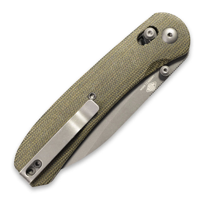 Knafs Lander 2 - 3.25" S35VN Light Stonewashed Blade, Green Micarta Handles, Clutch Lock