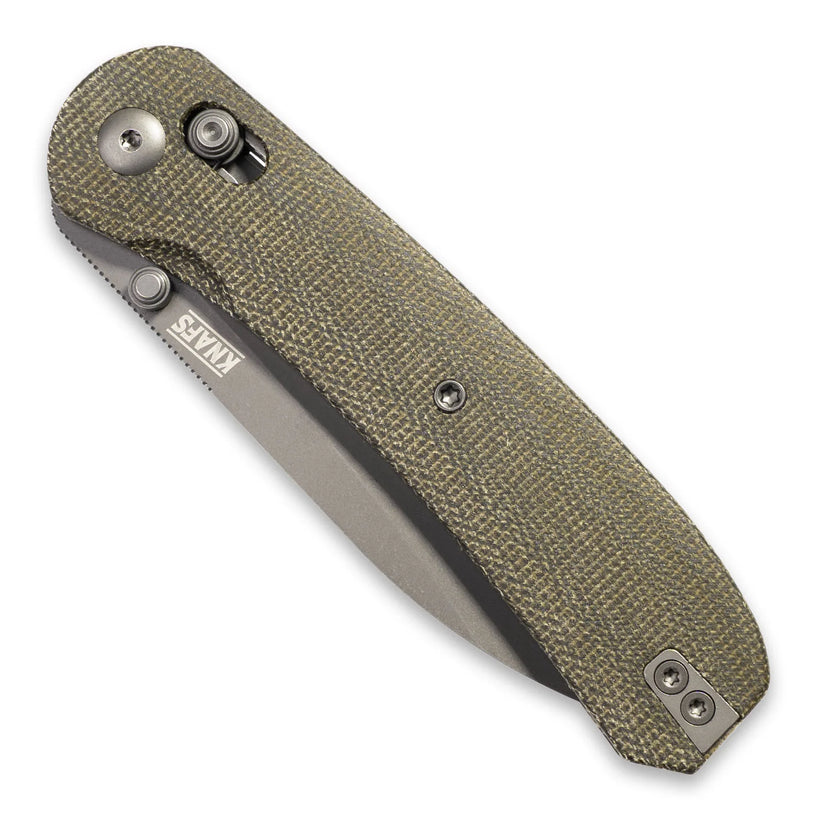 Knafs Lander 2 - 3.25" S35VN Light Stonewashed Blade, Green Micarta Handles, Clutch Lock