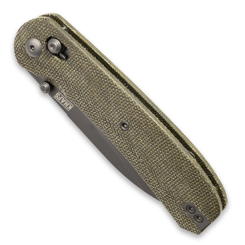 Knafs Lander 2 - 3.25" S35VN Light Stonewashed Blade, Green Micarta Handles, Clutch Lock