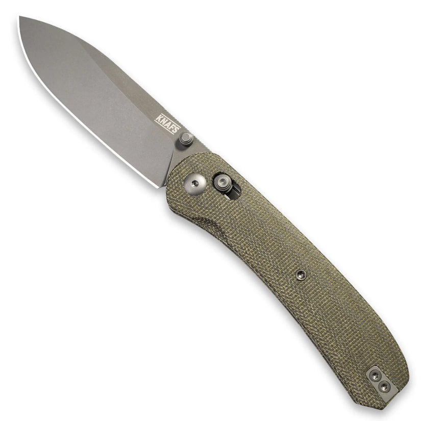 Knafs Lander 2 - 3.25" S35VN Light Stonewashed Blade, Green Micarta Handles, Clutch Lock