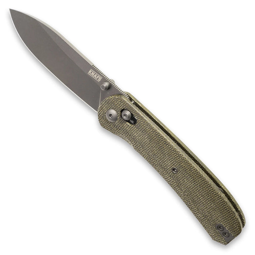Knafs Lander 2 - 3.25" S35VN Light Stonewashed Blade, Green Micarta Handles, Clutch Lock