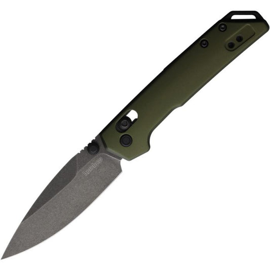 Kershaw Mini Iridium - 3" D2 Blackwash Blade, OD Green Aluminium Handles - 2051OLBW