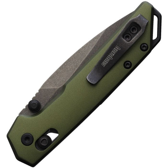 Kershaw Mini Iridium - 3" D2 Blackwash Blade, OD Green Aluminium Handles - 2051OLBW