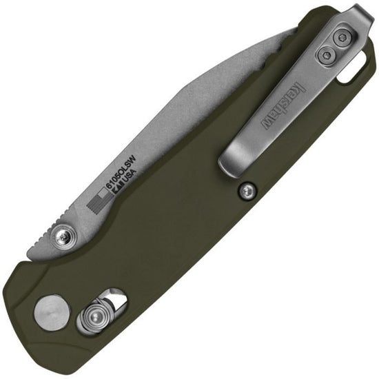 Kershaw Bel Air - 3" MagnaCut Stonewash Blade, OD Green Aluminium Handles - 6105OLSW