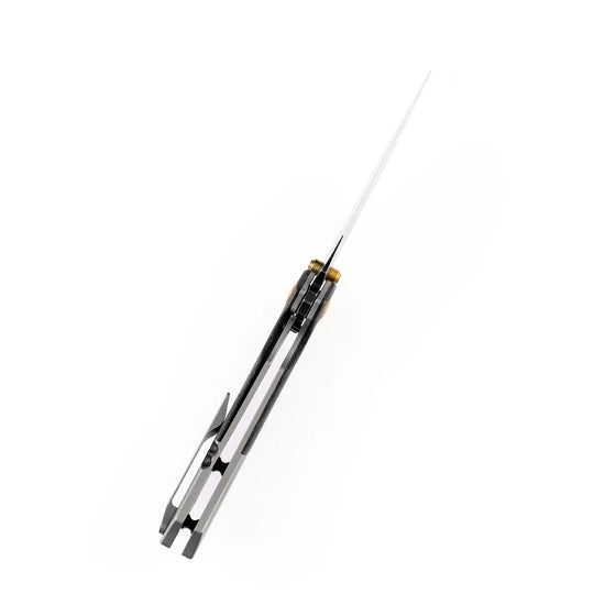 Kansept Fenrir - 3.48" CPM-S35VN Black Stonewashed Blade, Shred Carbon Fibre/Titanium Handle - K1034A1