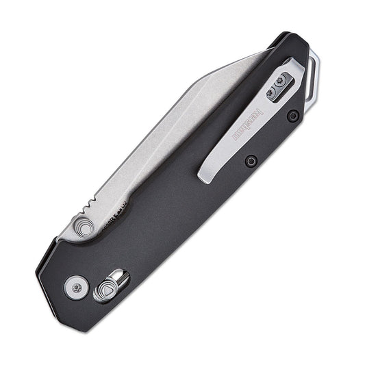 Kershaw Iridium Reverse Tanto - 3.4" D2 Stonewashed Reverse Tanto Blade, Black Aluminium Handles - 2038R