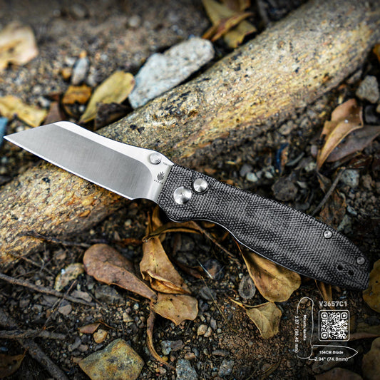 Kizer Cryptid - 2.94" 154CM Satin Blade, Black Micarta Handle - V3657C1