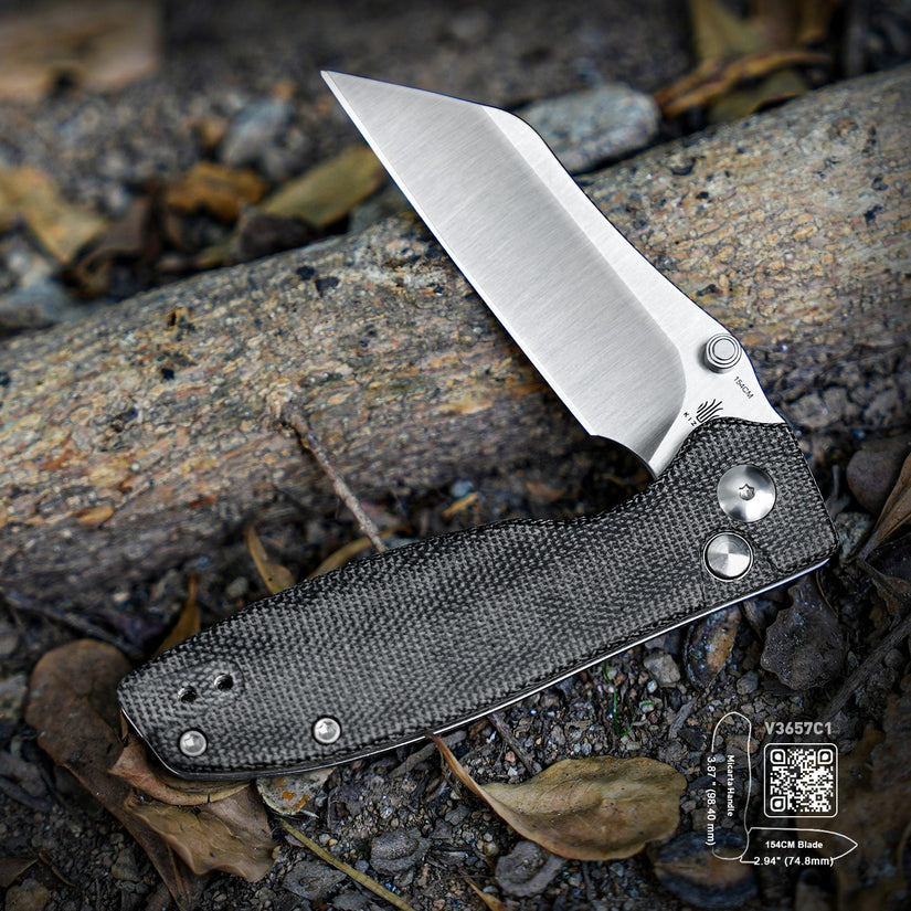 Kizer Cryptid - 2.94" 154CM Satin Blade, Black Micarta Handle - V3657C1