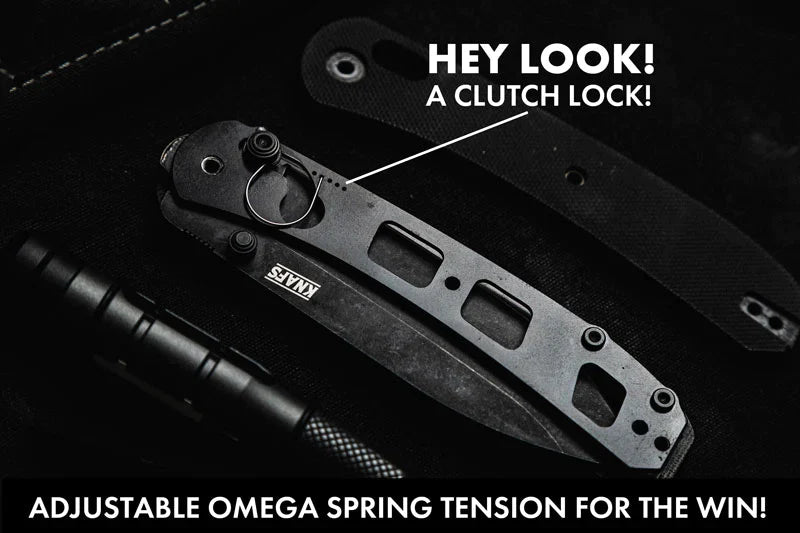 Knafs Lander 2 - 3.25" S35VN Black Stonewashed Blade, Black G-10 Handles, Clutch Lock