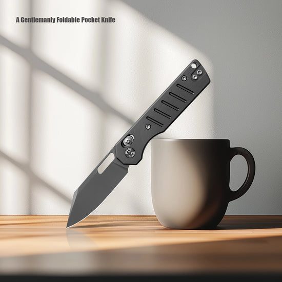 Miguron Gatov - 2.81" D2 Dark Grey PVD Blade, Dark Grey PVD Aluminium Handle