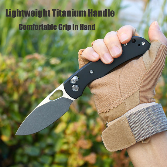 Miguron Moyarl Crossbar Lock - 3.25" 14C28N Stonewashed Blade, Black Titanium Handle. MGR621ABK