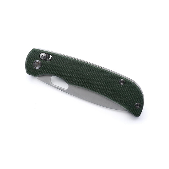 Miguron Moyarl Crossbar Lock - 3.5" 14C28N Satin Blade, Green Micarta Handle - MGR-806AGN