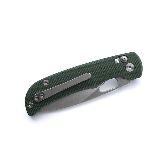 Miguron Moyarl Crossbar Lock - 3.5" 14C28N Satin Blade, Green Micarta Handle - MGR-806AGN
