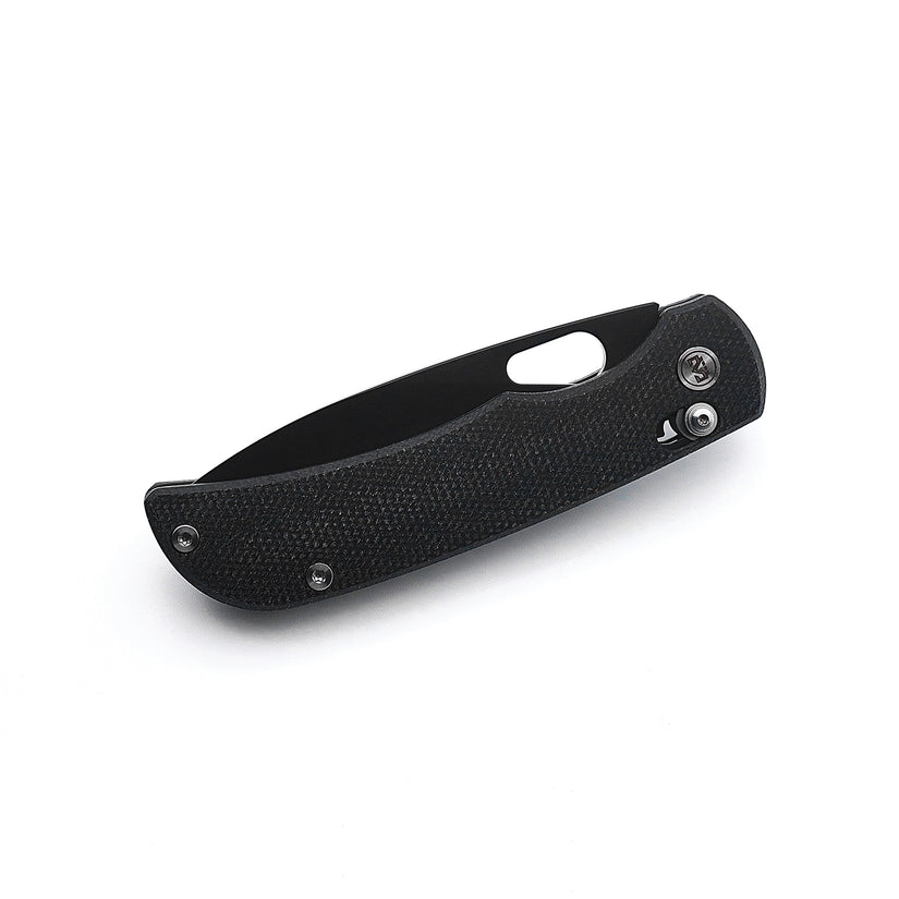 Miguron Moyarl Crossbar Lock - 3.5" 14C28N Black PVD Blade, Black Micarta Handle - MGR-806ABK