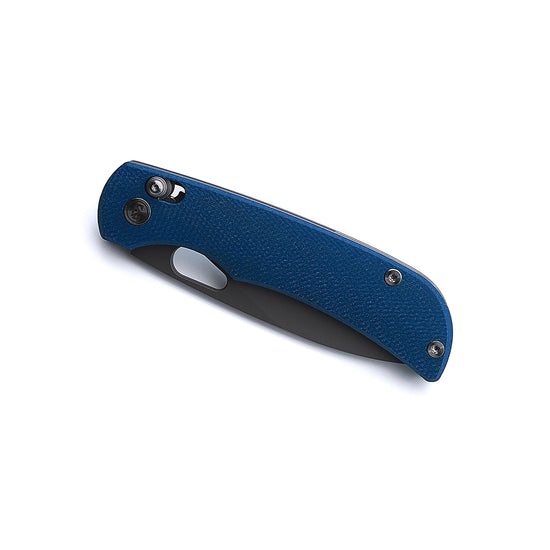 Miguron Moyarl Crossbar Lock - 3.5" 14C28N Dark Grey PVD Blade, Blue Micarta Handle - MGR-806ABU