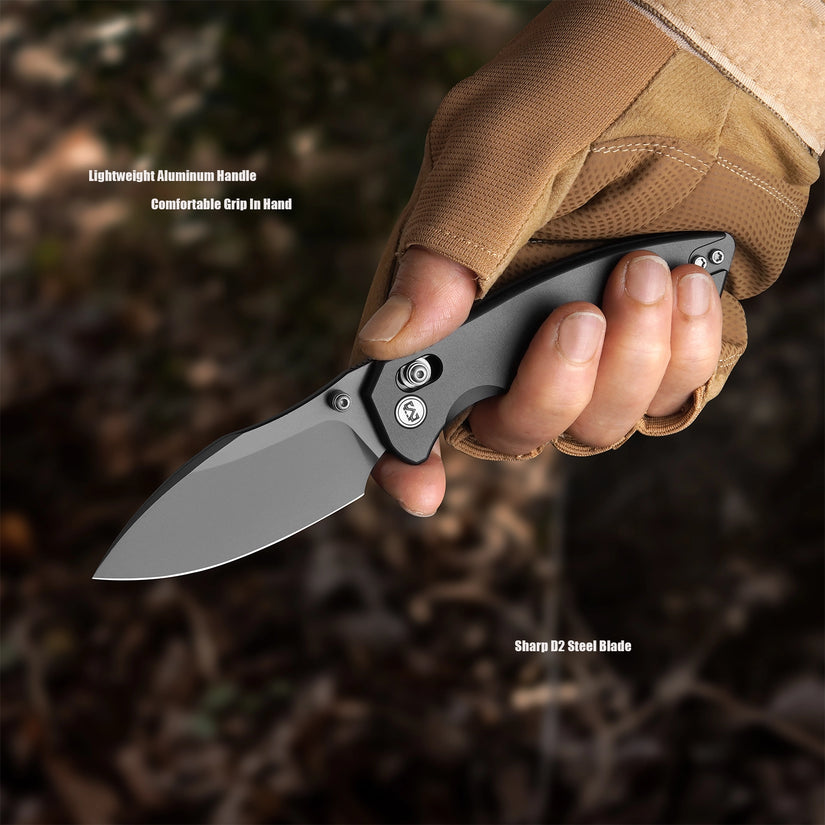 Miguron Norsa - 2.99" D2 Dark Grey PVD Blade, Grey PVD Aluminium Handle