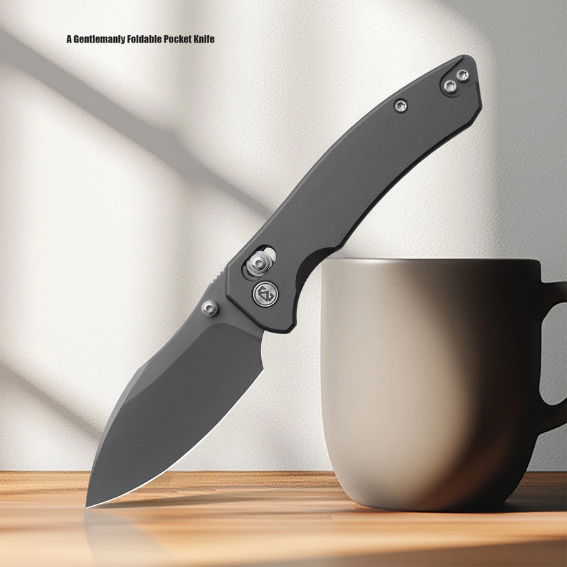 Miguron Norsa - 2.99" D2 Dark Grey PVD Blade, Grey PVD Aluminium Handle