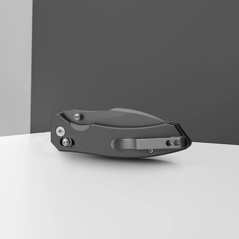 Miguron Norsa - 2.99" D2 Dark Grey PVD Blade, Grey PVD Aluminium Handle