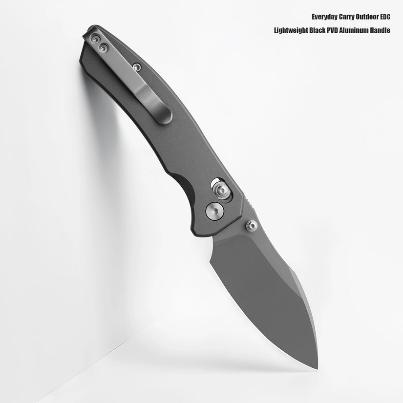 Miguron Norsa - 2.99" D2 Dark Grey PVD Blade, Grey PVD Aluminium Handle