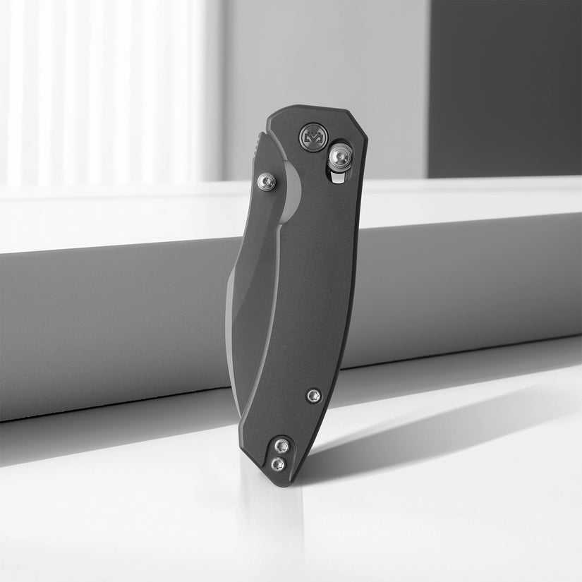 Miguron Norsa - 2.99" D2 Dark Grey PVD Blade, Grey PVD Aluminium Handle