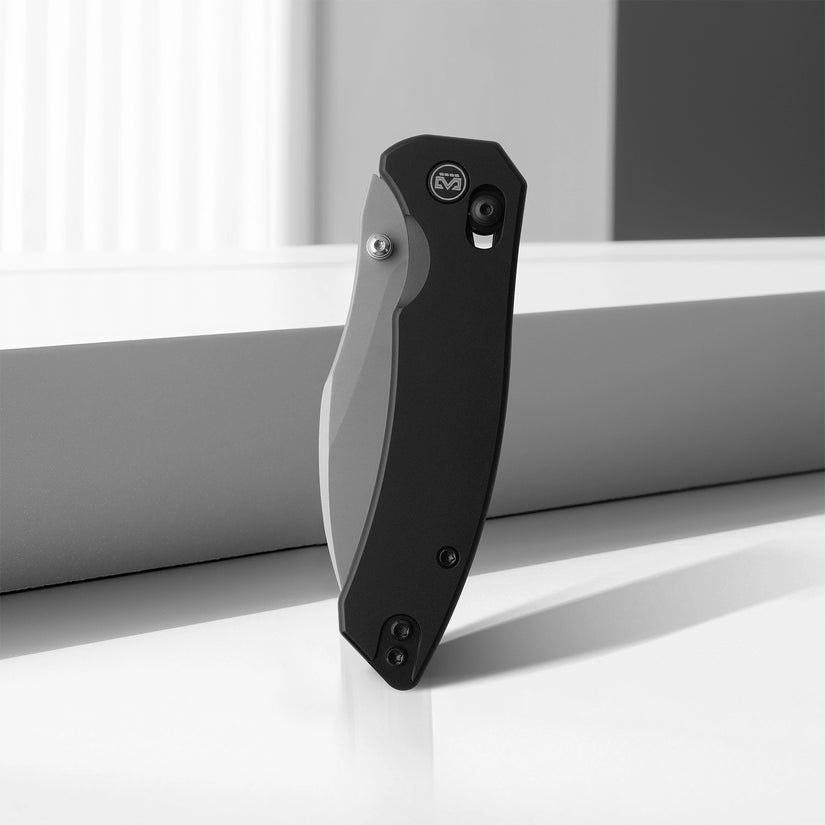 Miguron Norsa - 2.99" D2 Sandblasted Blade, Black PVD Aluminium Handle