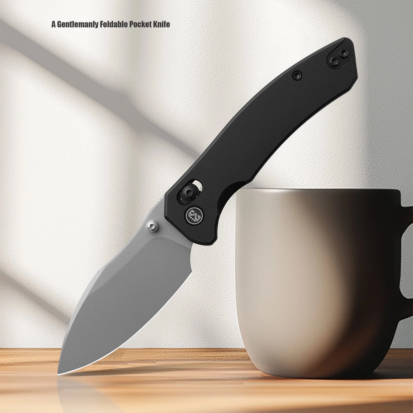 Miguron Norsa - 2.99" D2 Sandblasted Blade, Black PVD Aluminium Handle