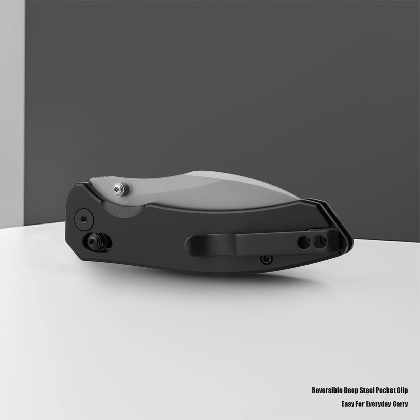 Miguron Norsa - 2.99" D2 Sandblasted Blade, Black PVD Aluminium Handle