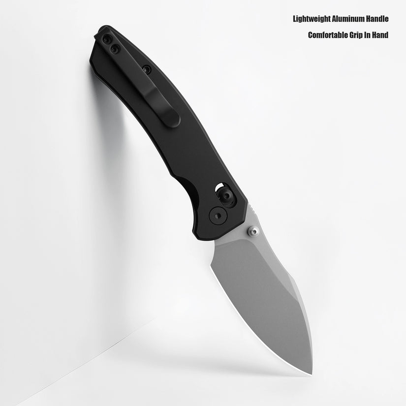 Miguron Norsa - 2.99" D2 Sandblasted Blade, Black PVD Aluminium Handle