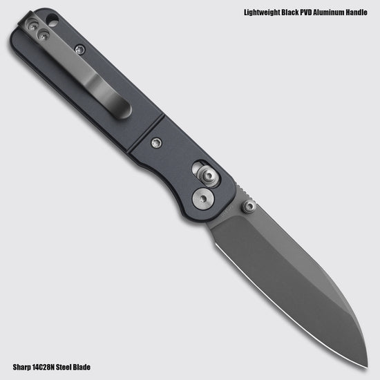 Miguron Pinam - 3.09" 14C28N Dark Grey PVD Blade, Dark Grey PVD Aluminium Handle. MGR-826ADG