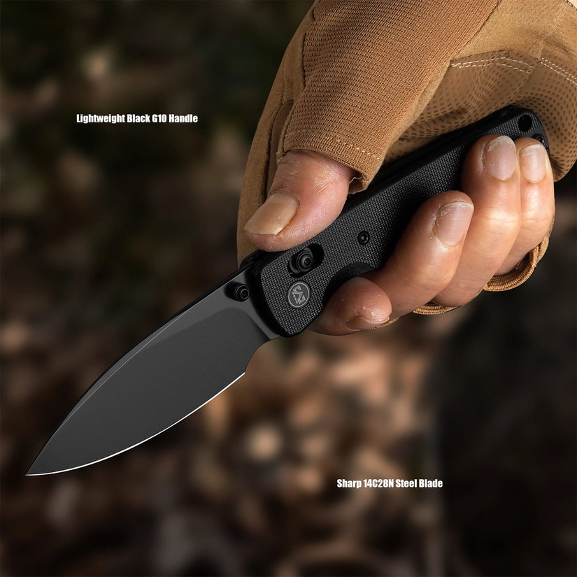 Miguron Vakor - 3.15" 14C28N Black PVD Blade, Black G10 Handle. MGR-817ABK