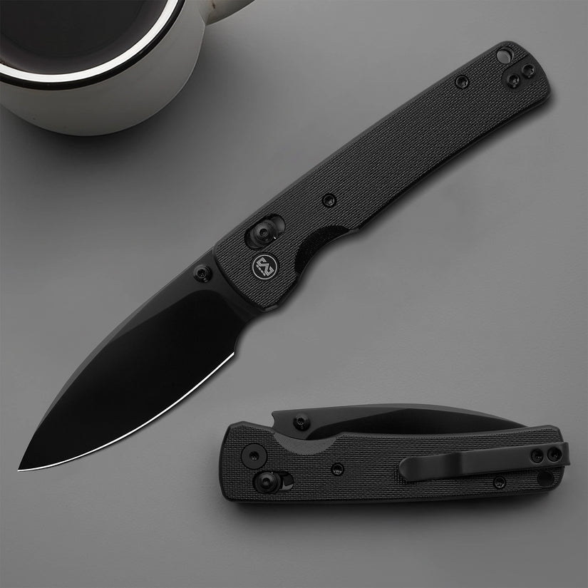 Miguron Vakor - 3.15" 14C28N Black PVD Blade, Black G10 Handle. MGR-817ABK